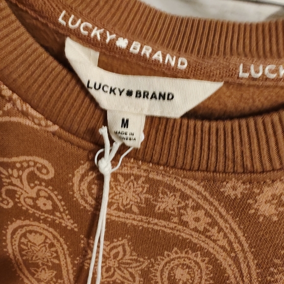 Lucky Brand Tan/Rust Paisley Pullover Sweatshirt NWT - Picture 3 of 9